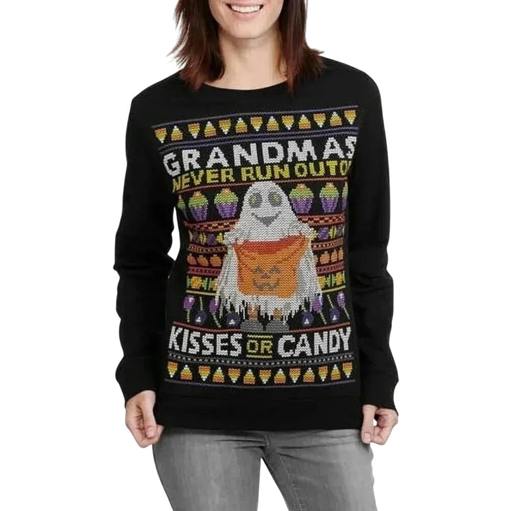 Grandmas Never Run Out of Kisses or Candy Halloween Pullover Sweatshirt 2x NWOT